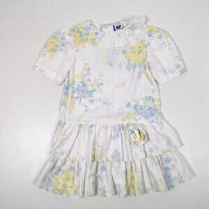 Vintage Diane Von Furstenberg Dress Girls Size 6x Floral Drop Waist Party